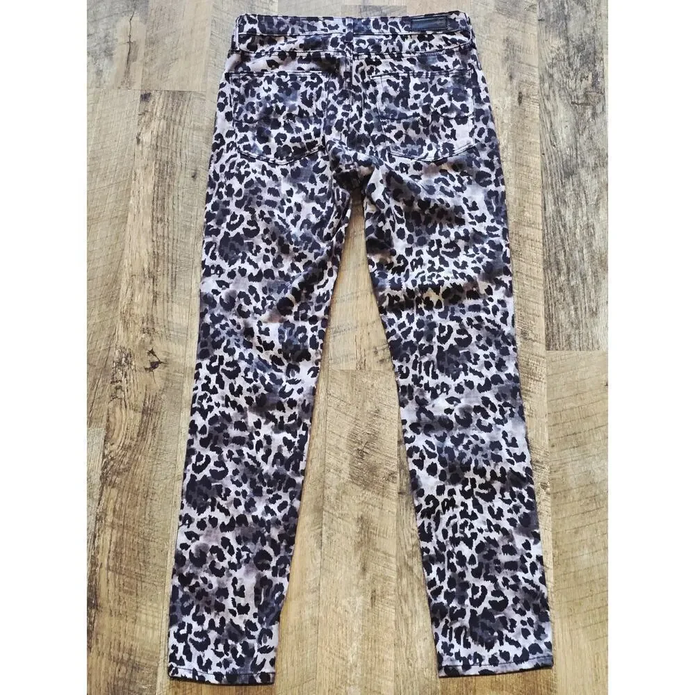 AG Adriano Goldschmied Prima Ankle Cigarette Leopard Stretch Jeans 26R $188 NWOT